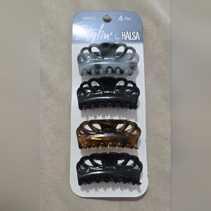 LSA Hair Claw Clips Set - Black, Gray, Brown